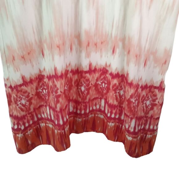 CHARMING CHARLIE SLEEVELESS DRESS L RED DYE TIE CROCHET LINING - Picture 3 of 6